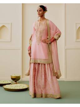 Gopi Vaid - Pink Ameena Sharara with Kurta and Dupatta