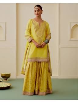 Gopi Vaid - Yellow Ameena Sharara with Kurta and Dupatta