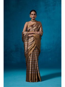 Dressfolk - Handwoven Tissue With Glass Beads Saree With Matching Unstitched Blouse