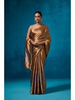 Dressfolk - Handwoven Tissue Glass Beads Saree With Matching Unstitched Blouse