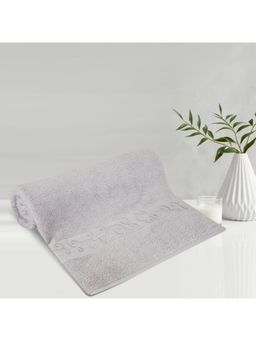 Lush & Beyond - Grey Cotton 500 Gsm Embroidered Bath Towel (L)