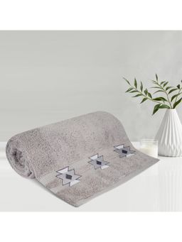 Lush & Beyond - Grey Cotton 500 Gsm Embroidered Bath Towel (L)