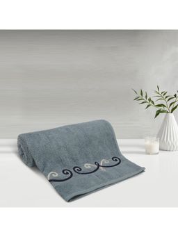 Lush & Beyond - Royal Blue Cotton 500 Gsm Embroidered Bath Towel (L)