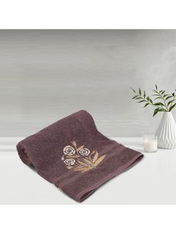 Lush & Beyond - Purple Cotton 500 Gsm Embroidered Bath Towel (L)