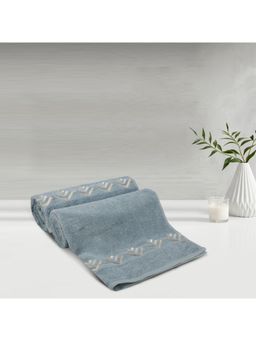 Lush & Beyond - Royal Blue Cotton 500 Gsm Embroidered Bath Towel Set of 2 (L)