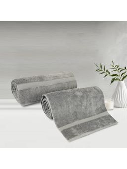 Lush & Beyond - Grey Cotton 500 Gsm Solid Bath Towel Set of 2 (L)