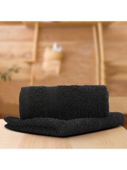 Lush & Beyond - Black Cotton 500 GSM 2-Piece Solid Face Towel Set (S)