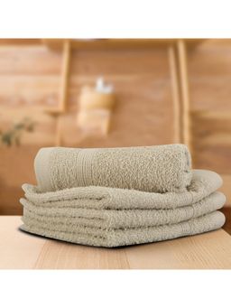 Lush & Beyond - Beige Cotton 500 GSM 4-Piece Solid Face Towel Set (S)