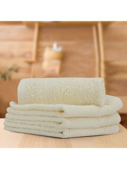 Lush & Beyond - Cream Cotton 500 GSM 4-Piece Solid Face Towel Set (S)
