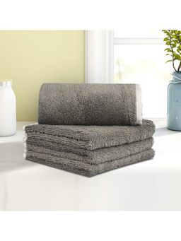 Lush & Beyond - Grey Cotton 500 GSM 4-Piece Solid Face Towel Set (S)