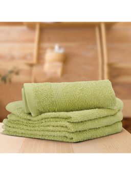 Lush & Beyond - Leaf Green Cotton 500 GSM 4-Piece Solid Face Towel Set (S)