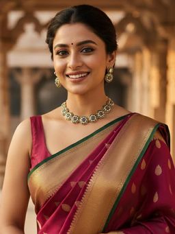 Karatcart - Traditional Floral Kundan Necklace With Earrings