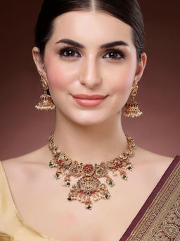 Karatcart - Gold-Plated Temple Necklace With Earrings