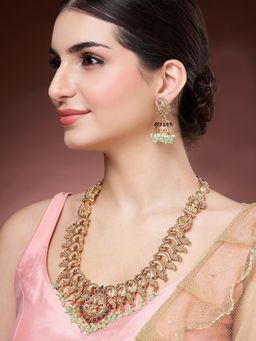 Karatcart - Gold Plated Laxmi Mata Rani Haar Temple Necklace With Earrings