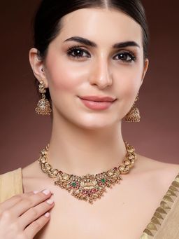 Karatcart - Traditional South Indian Temple Necklace With Earrings