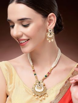Karatcart - Ethnic Gold Plated Meenakari Work Rani Haar Necklace With Earrings