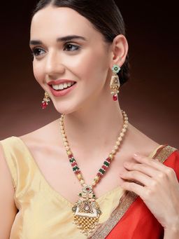 Karatcart - Ethnic Gold Plated Minakari Work Rani Haar Necklace With Earrings
