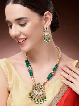 Karatcart - Ethnic Gold Plated Multicolor Minakari Work Rani Haar Necklace With Earrings
