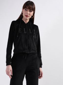 ELLE - Womens Black Solid Sweatshirt