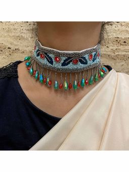 Digital Dress Room - Multi-Color Beaded Pearls Design Choker Necklace