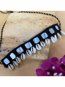Digital Dress Room - White Banjara Mirror Sea Shell Choker Necklace