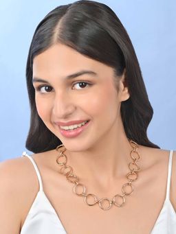 ToniQ - Gold Plated Circular Link Minimal Necklace