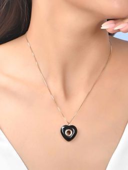 ToniQ - Black Gold Party Heart Minimal Charm Necklace