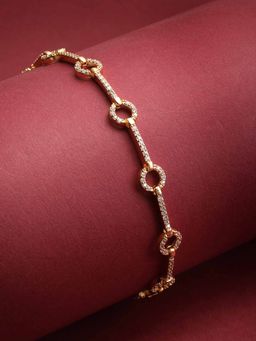 Vogue Panash - White Gold-Plated Brass Cubic Zirconia Charm Bracelet