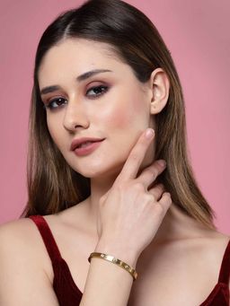 Vogue Panash - White Gold-Toned Handcrafted Gold-Plated Kada Bracelet
