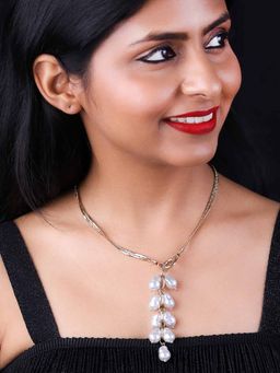 Vogue Panash - White Gold-Plated Beaded Layered Necklace