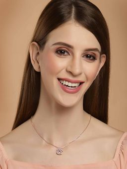 Vogue Panash - White Rose Gold Plated Diamond-Look Foldable Pendant Necklace