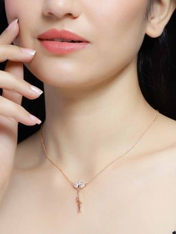 Vogue Panash - White Gold-Plated Cz-Studded Solitaire Girl Shaped Pendant Necklace