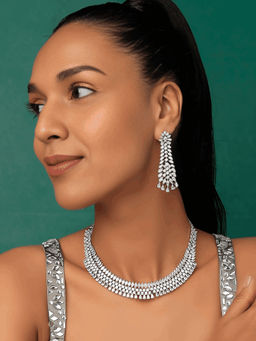 PRIHAN LUXURY - White Diamond Delight Jewellery Set