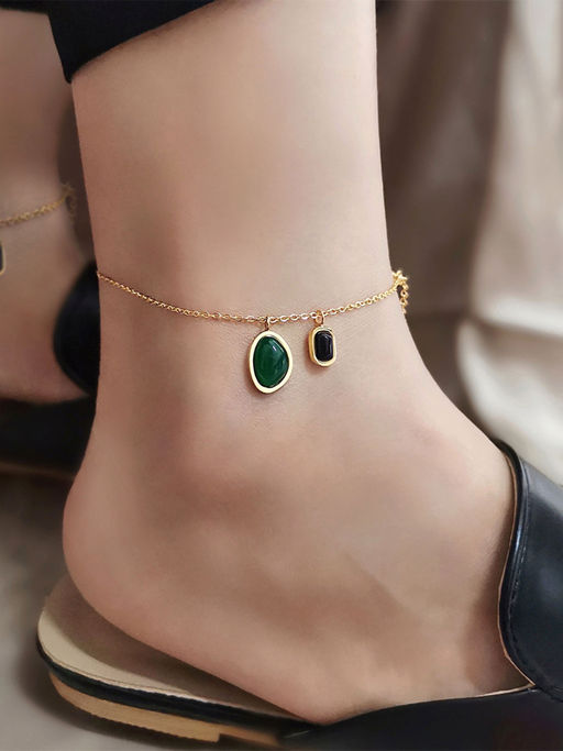Yellow Chimes Stainless Steel Gold-Plated Traditional Anklet