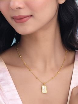 Yellow Chimes - Gold Plated Stainless Steel Baroque Pearl Pendant