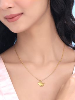 Yellow Chimes - Stainless Steel Gold Plated Ginkgo Biloba Leaf Shaped Pendant