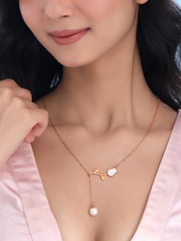 Yellow Chimes - Stainless Steel Floral Shaped Chain Pendant Necklace