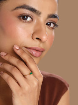 Yellow Chimes - Gold Plated Green Stone Studded Ring