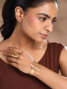 Yellow Chimes - Golden Cuff Bracelet and Ring for Women