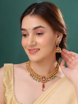 Yellow Chimes - Ethnic Gold Plated Choker Necklace Set