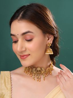 Yellow Chimes - Ethnic Gold Plated Choker Necklace Set