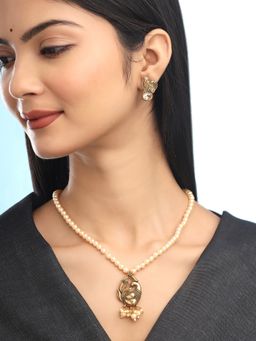 Yellow Chimes - Ethnic Peacock Shaped Long Necklace