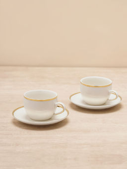 Pure Home + Living - Set of 2 Classic Gold Line Tea Cup & Saucer