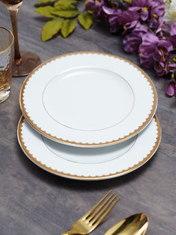 Pure Home + Living - Set of 2 Classic Gold Scallop Design Dessert Plate