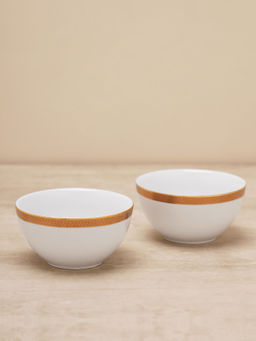 Pure Home + Living - Set of 2 Classic Gold Herring Bone Design Side Bowl