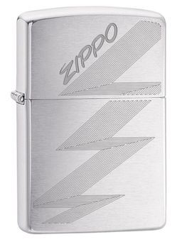 Zippo - Logo Brushed Chrome Design Windproof Pocket Lighter
