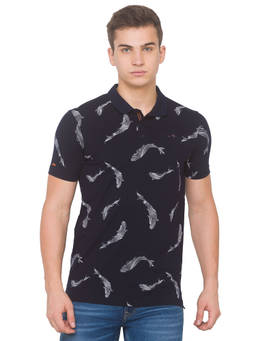 Spykar - Men Navy Blue Slim Fit Polo T-shirt