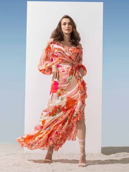 MANDIRA WIRK - Double Layered Frills Floral Dress