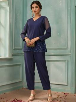 Autumnlane - Blue Avira cobalt handwork co-ord set