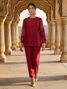 Autumnlane - Maroon Avira vermi party co-ord set